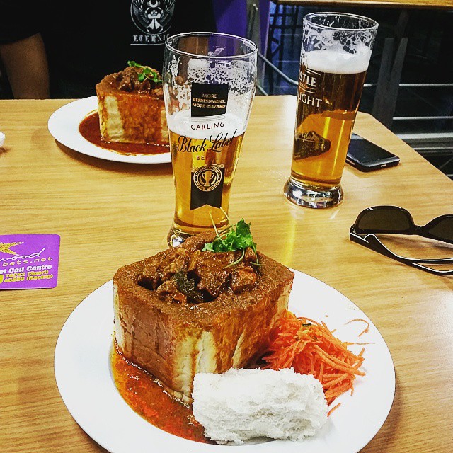 Hollywood Mutton Bunny Chow and Black Label Beer - Durban, Springfield Park Durban