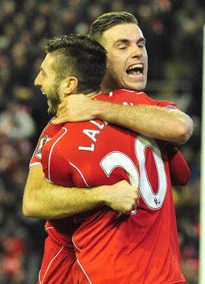 Henderson and Lallana Embrace