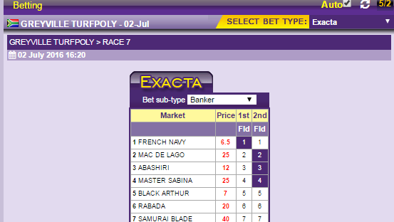 Hollywoodbets image for how to take a Exacta Banked