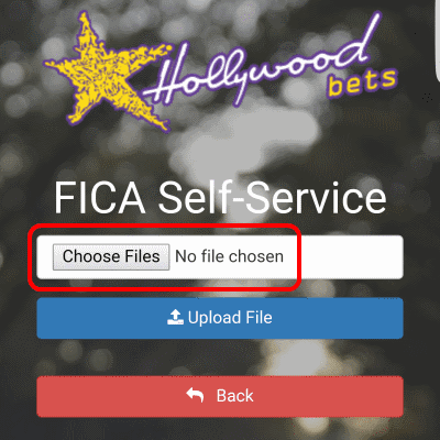 Click the Choose Files button to find your FICA documents on your computer or cell phone