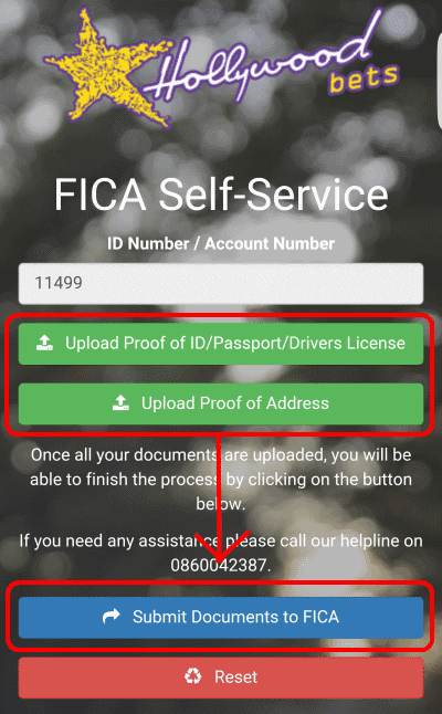 Once you have uploaded both documents, click the blue Submit Documents to FICA button