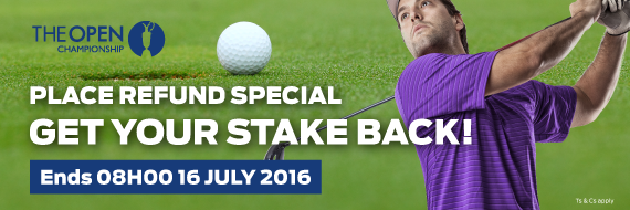 Hollywoodbets' British Open Place Refund Promotion Banner