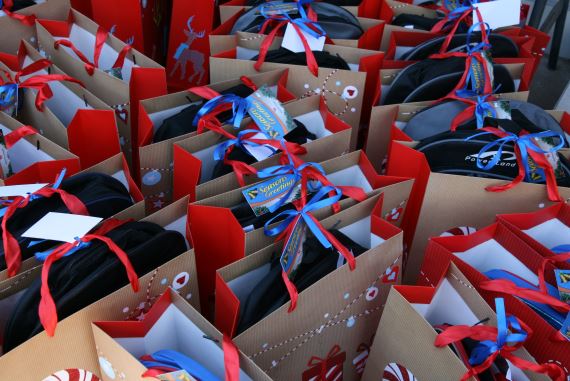 Donations packed into Christmas Bags by Winning Form Group for Blue Roof Wellness Centre