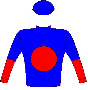 FRENCH NAVY - Horse - South Africa - Royal blue, red spot, halved sleeves, royal blue cap - Jockey Silks