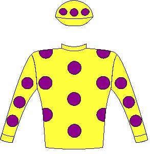 LEGAL EAGLE - Colours: Dayglo yellow, purple spots - Jockey Silks - Owner: Messrs William Henderson, F H McGrath & A J van Huyssteen