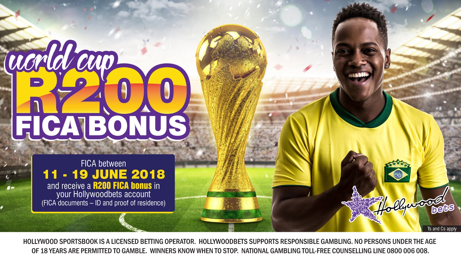World Cup R200 FICA Bonus - Hollywoodbets