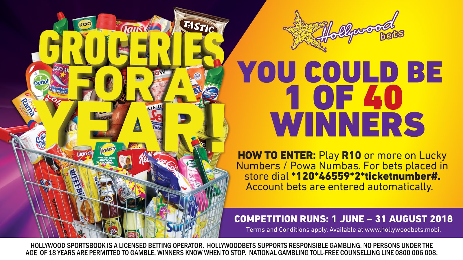 Win groceries for a year with Hollywoodbets!