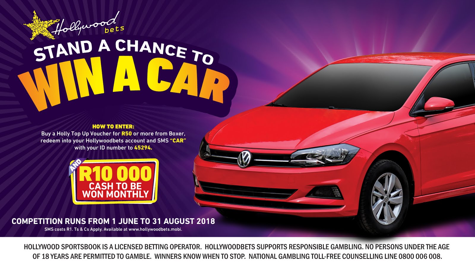 Win a car with Hollywoodbets and Boxer. Buy Top Up Vouchers at any Boxer Store for R50 or more.