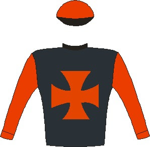 African Night Sky - Silks - Owner: Mr A L A Crabbia - Colours: Black, red maltese cross and sleeves, red cap, black peak
