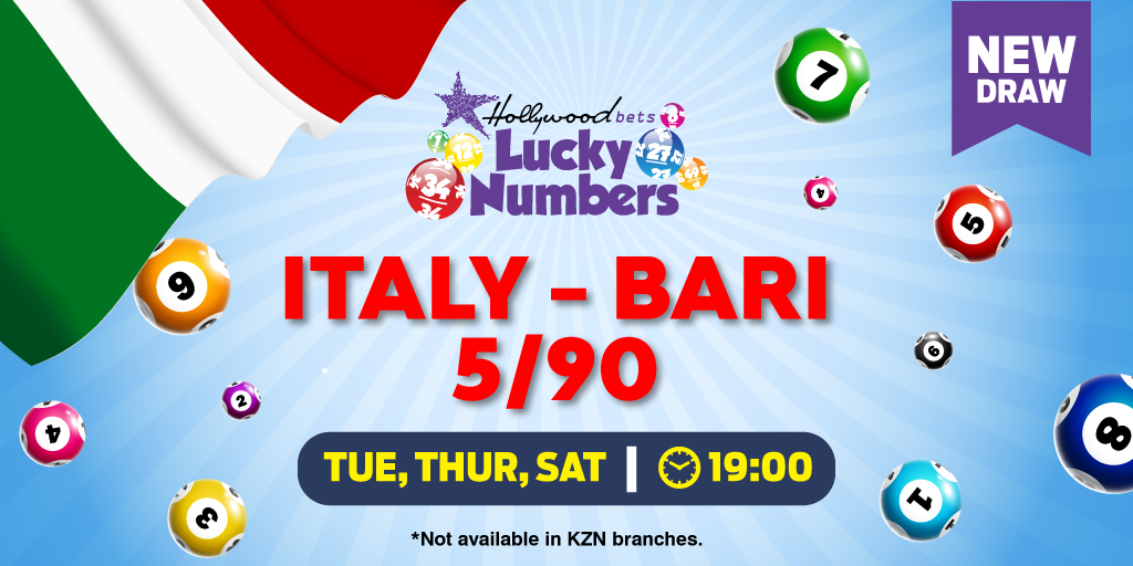 Italy - Bari 5/90 - Lotto - Lucky Numbers - Hollywoodbets