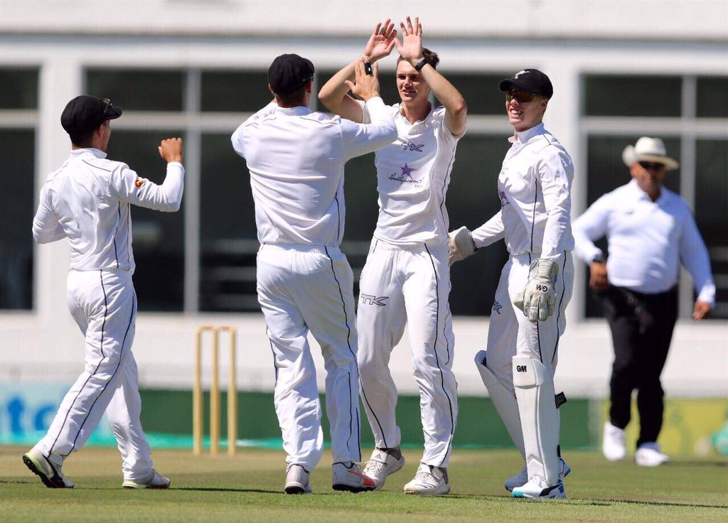 Eathan Bosch celebrating a wicket for the Hollywoodbets Dolphins in the 4 Day Franchise Series - Cricket South Africa