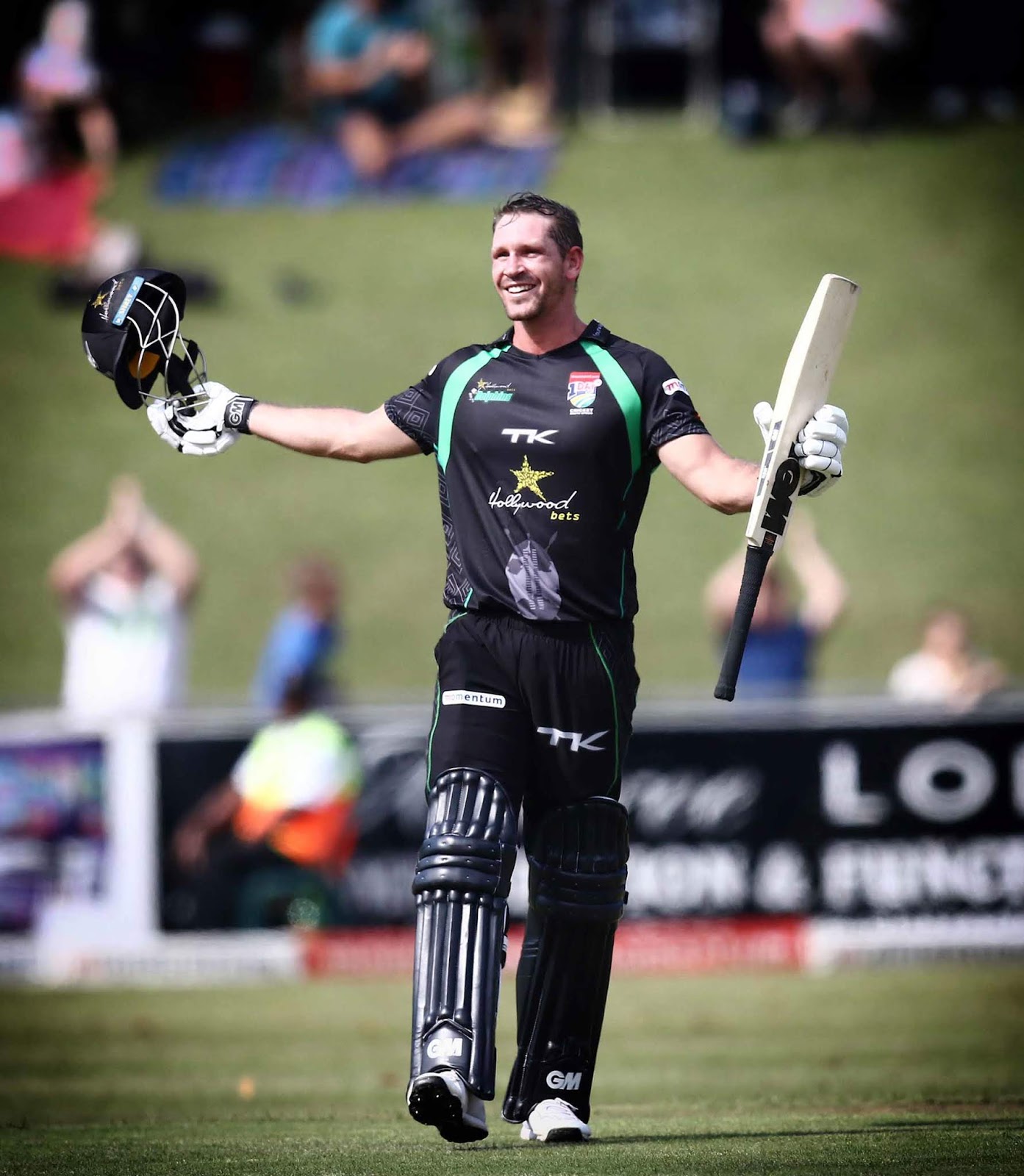 Sarel Erwee celebrating a century for the Hollywoodbets Dolphins in the Momentum One Day Cup in 2019