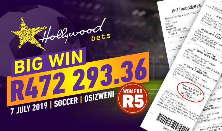Big Win R472k at Hollywoodbets Osizweni Branch for just R5  - 7th July 2019