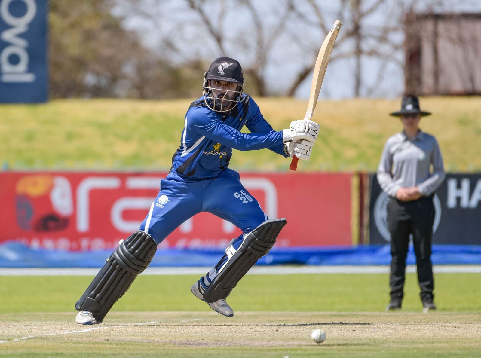 Cody Chetty plays one through the covers for Hollywoodbets KZN Inland in the 2019 CSA Provincial T20 Cup.