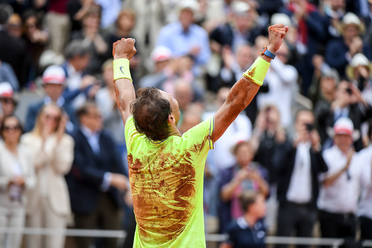 Rafael Nadal (SPA) celebrates his victory during the men Final of Roland Garros on June 9, 2019 in Paris, France.