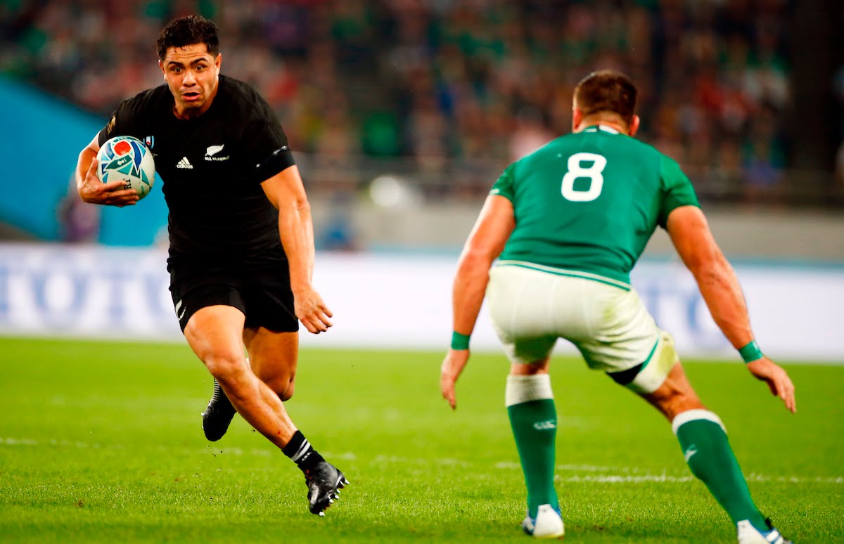 Anton Lienert-Brown of New Zealand (All Blacks) during the New Zealand and Ireland Rugby World Cup Quarter-Final at the Tokyo Stadium