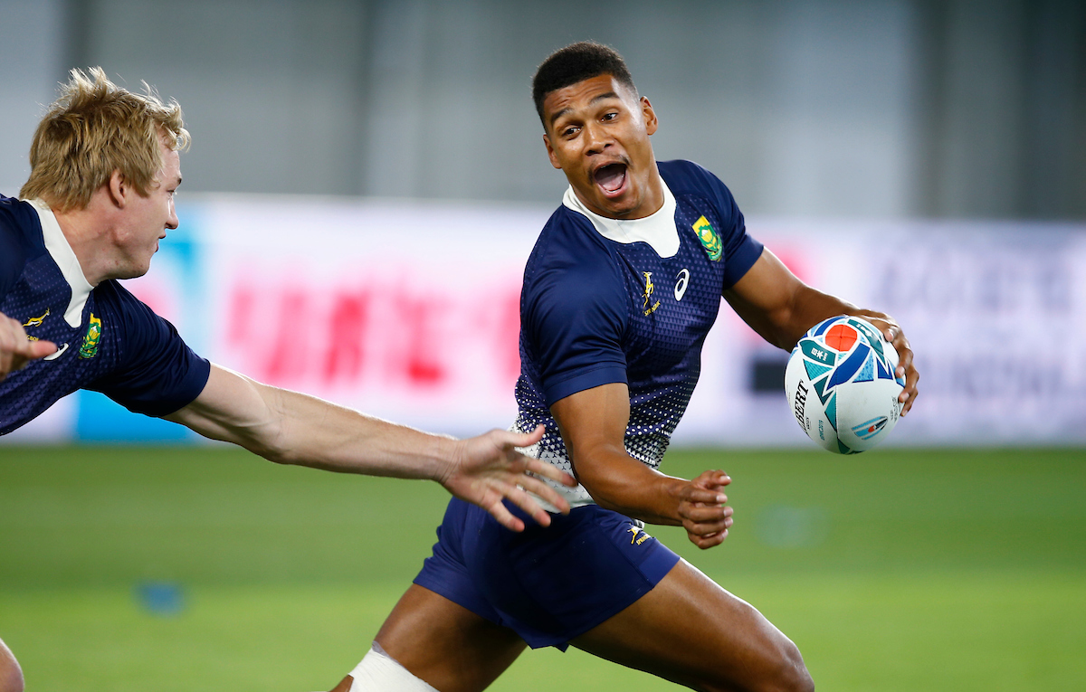 Damian Willemse during the South Africa Captain's Run at the Kobe Misaki Stadium Monday 7th October 2019