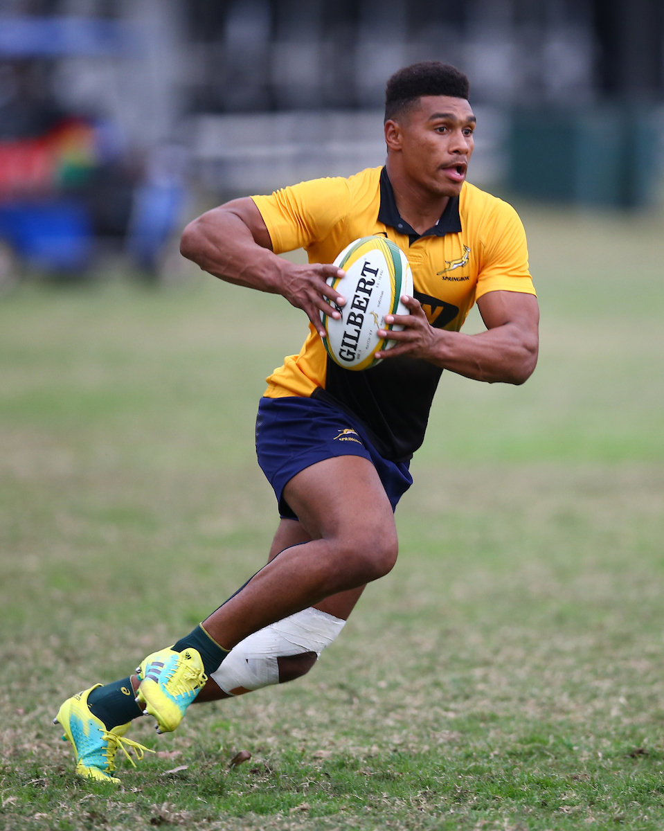 Damian Willemse during the South African Springboks field training session at Jonsson Kings Park