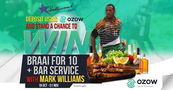 Mark Williams on promo poster which includes bottles of whiskey and a meat platter