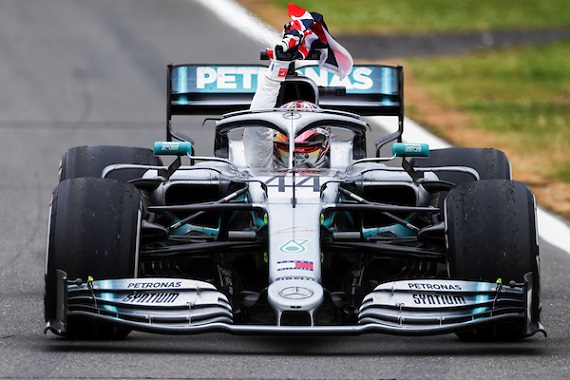 Race winner Lewis Hamilton (GBR) Mercedes AMG F1 W10 celebrates in parc ferme. British Grand Prix, Sunday 14th July 2019. Silverstone, England.