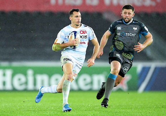 Juan Imhoff of Racing 92 during the European Rugby Challenge Cup, Pool 4 match between Ospreys and Racing 92