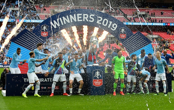 Manchester City celebrate winning the 2019 FA Cup