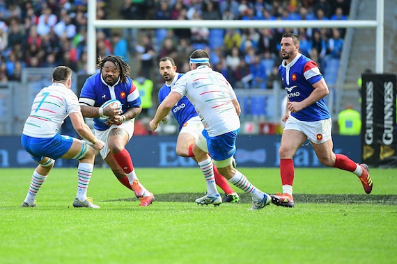 Mathieu Bastareaud of France takes the ball into contact
