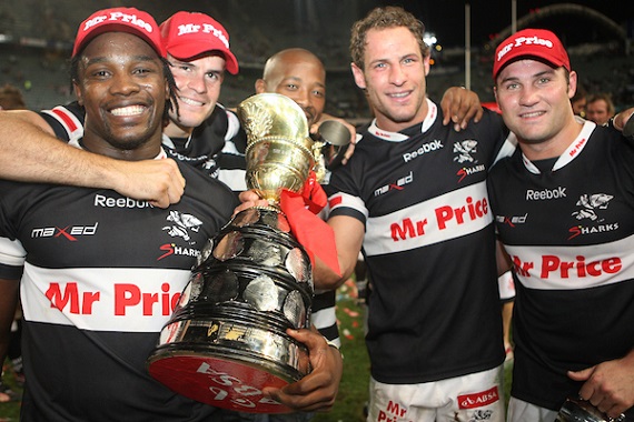 Sharks players celebrate Currie Cup win in 2010
