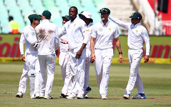 South African Test Cricket Team celebrate a wicket