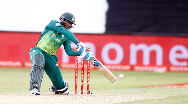 Andile Phlukwayo plays a shot through the off side for South Africa