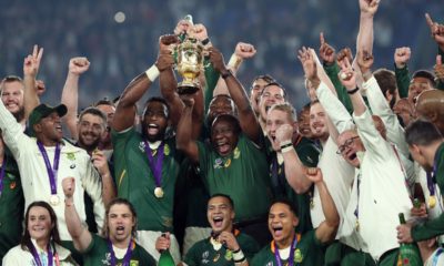 Springboks lifting the Rugby World Cup