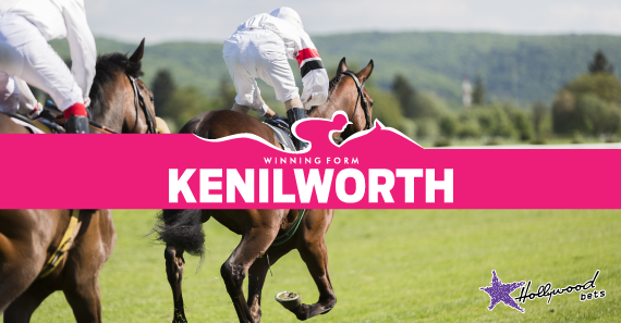 Jockeys ride horses in front of graphic reading Winning Form: Kenilworth