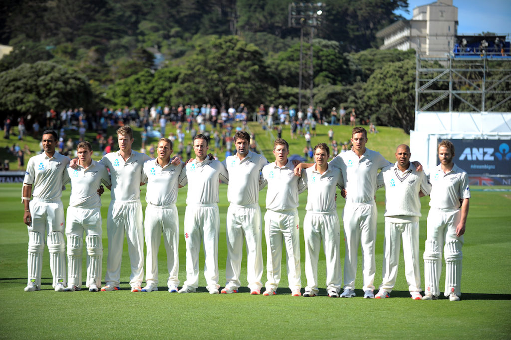 New Zealand players sing anthem