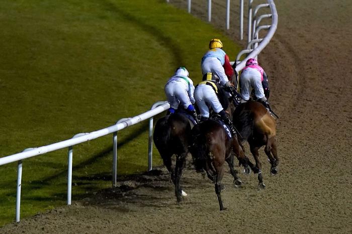 Runners and riders in the Watch Racing Free Online At Coral Handicap at Wolverhampton Racecourse. Picture date: Monday January 31, 2022.