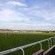 General view of the finishing line at Kempton Park Racecourse, Esher.