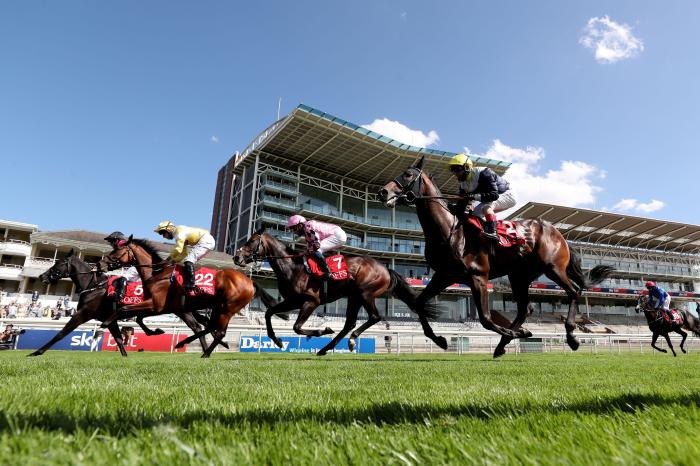 A general view of runners and riders in the Goffs UK Premier Yearling Stakes during day two of the Yorkshire Ebor Festival at York Racecourse.