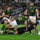 Rieko Ioane of New Zealand dives on the ball during the Rugby Championship test match