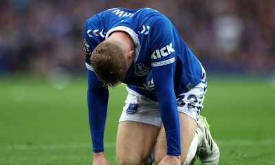 Everton's Jarrad Branthwaite dejected