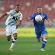 Grant Margeman of Supersport United challenged by Tebogo Tloplane of Golden Arrows