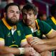 Frans Malherbe of South Africa with Eben Etzebeth of South Africa