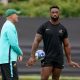 South Africa's Siya Kolisi with head coach Jacques Nienaber