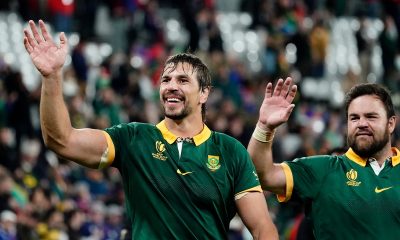 Eben Etzebeth of South Africa and Frans Malherbe of South Africa