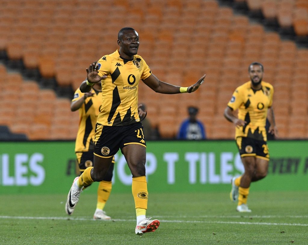 Christian Saile of Kaizer Chiefs celebrates scoring.