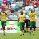Khuliso Mudau of South Africa celebrates goal with teammates
