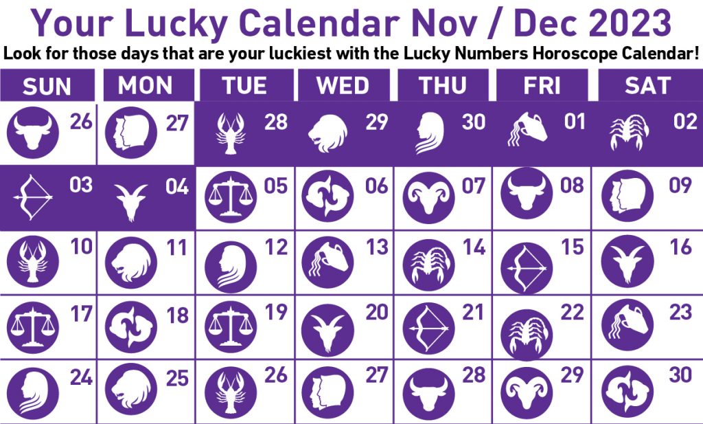 Lucky Calendar 28 Nov - 04 Dec 2023
