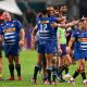 Stormers celebrate their win during the 2024 United Rugby Championship 2023/24 game between the Sharks and Stormers at Kings Park Stadium.