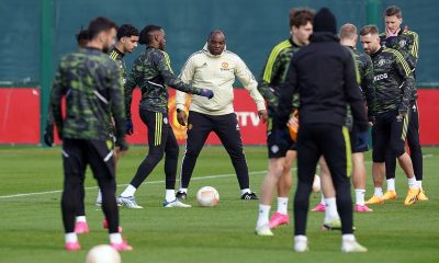 Manchester United first team coach Benni McCarthy during a training session at Trafford Training Centre.