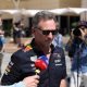 Red Bull Racing team principal Christian Horner (C) talks to media ahead of the practice sessions for the Formula One Bahrain Grand Prix, at the Bahrain International Circuit