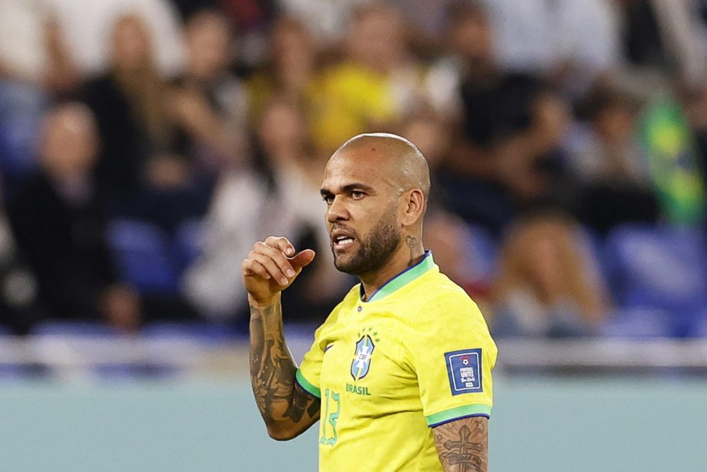Dani Alves of Brazil reacts during the FIFA World Cup 2022 round of 16 soccer match between Brazil and South Korea at Stadium 974.
