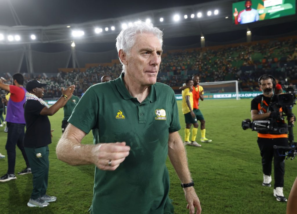 Hugo Broos, head coach of South Africa during the 2023 Africa Cup of Nations 3rd Place Play Off between South Africa and DR Congo at the Felix Houphouet Boigny Stadium.